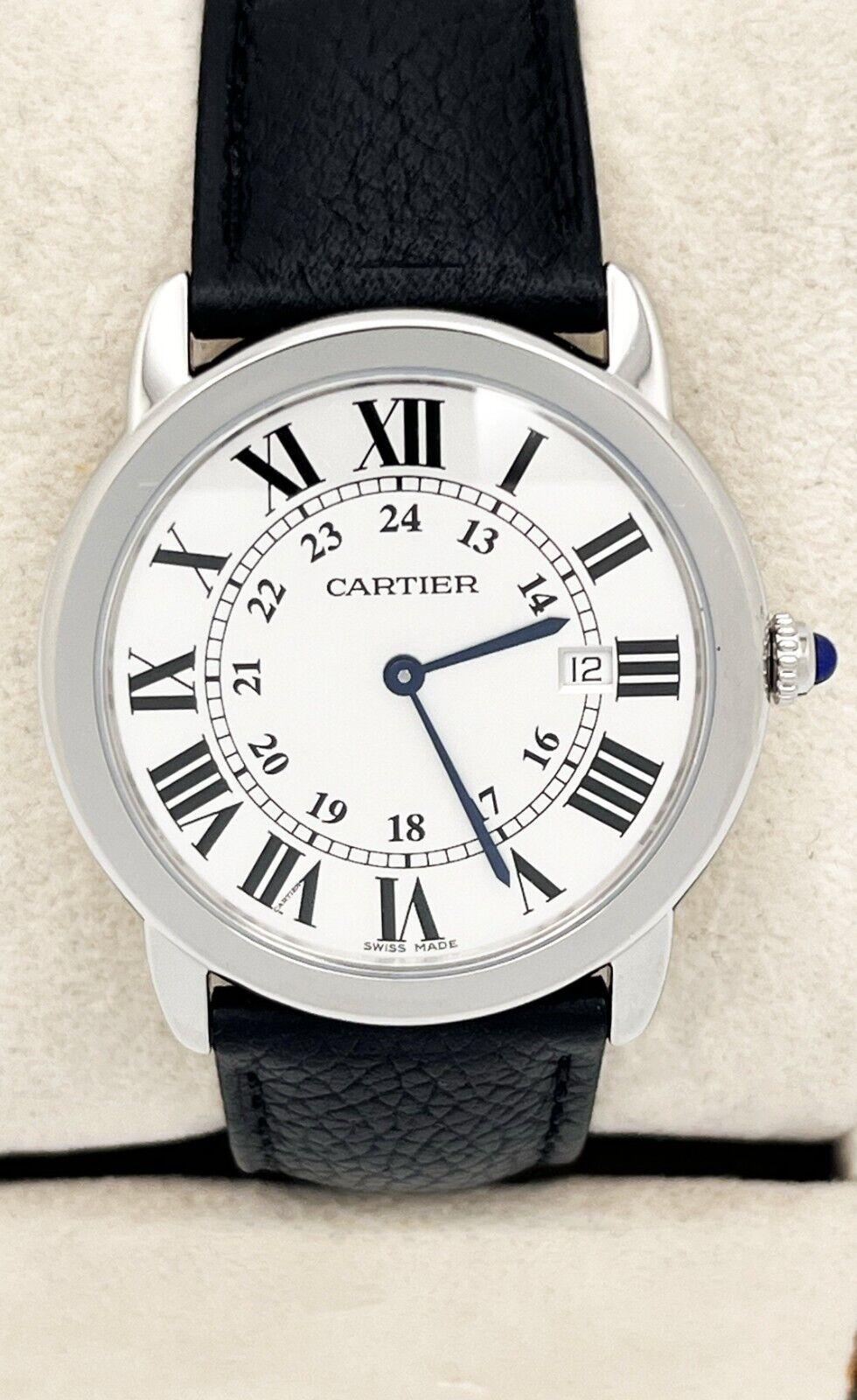 Cartier WSRN0029 Ref 4319 Ronde Solo Edelstahl Lederarmband 2021 f�ür Damen oder Herren