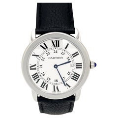 Cartier WSRN0029 Ref 4319 Ronde Solo Edelstahl Lederarmband 2021