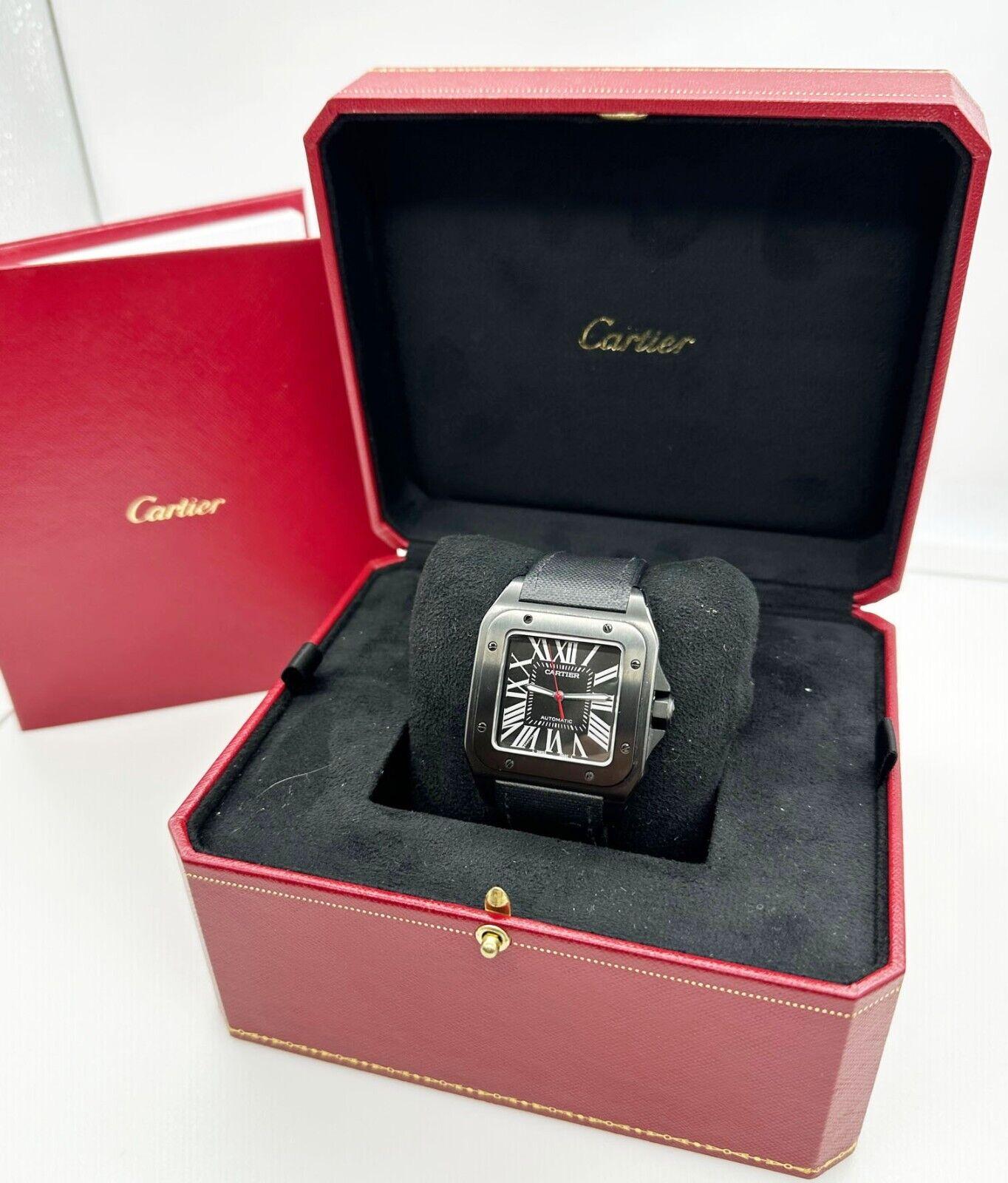 Cartier WSSA0006 Ref 3774 Santos 100 Kohlenstoff ADLC beschichtetes Stahlkastenpapier 2017 Herren