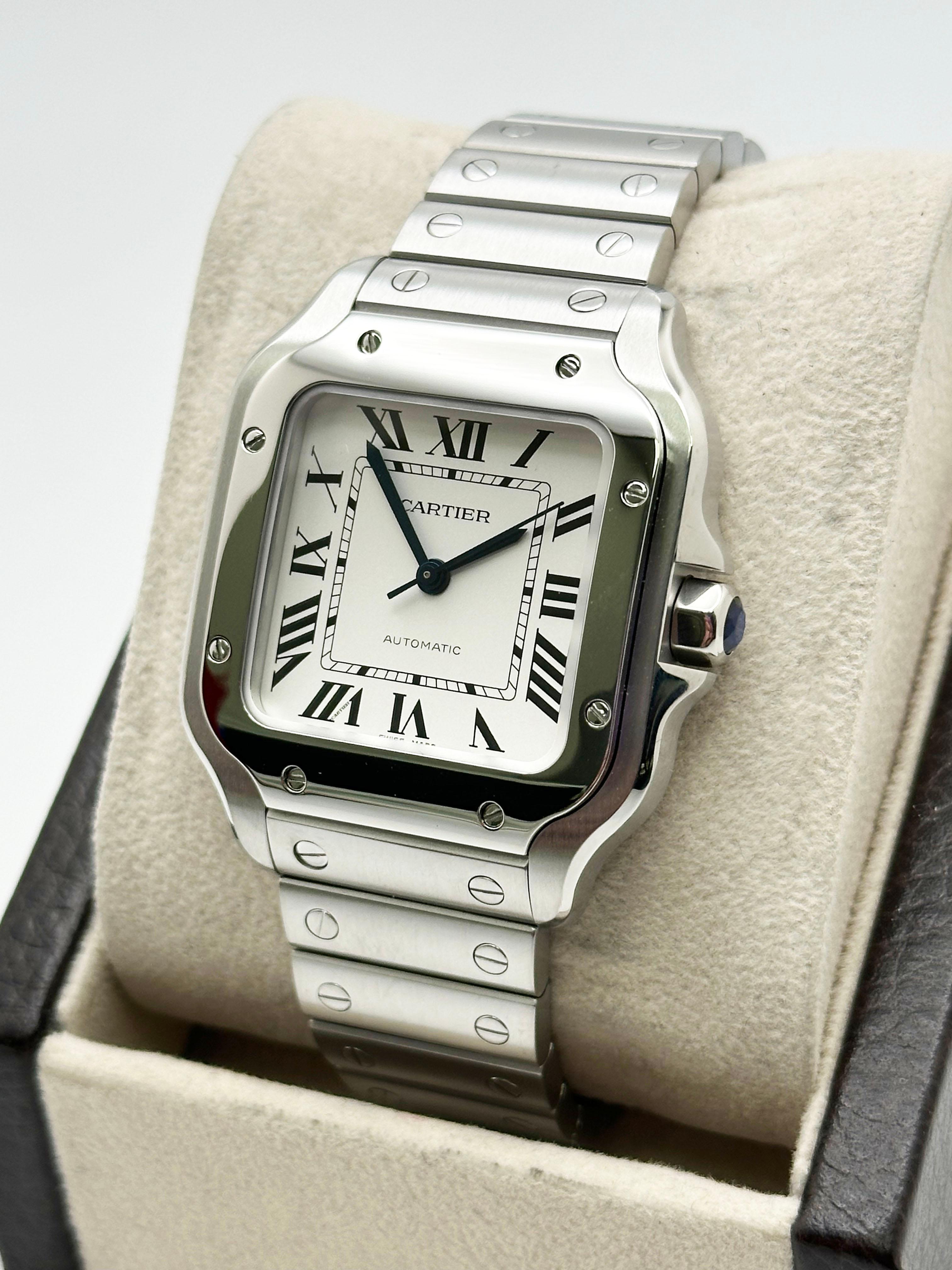 Cartier WSSA0029 Ref 4075 Santos Medium Stainless Steel Box Paper 2023 1