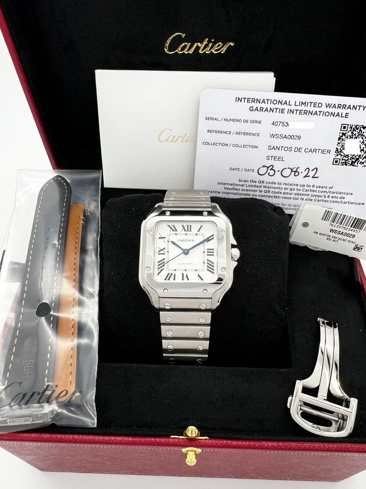 Cartier WSSA0029 Santos Medium Ref 4075 Silver Dial Stainless Box Paper 2022 1
