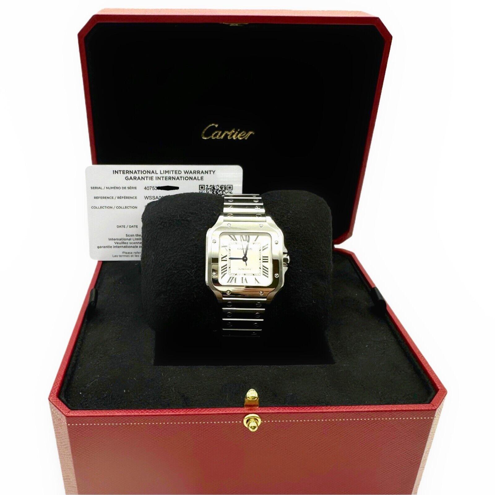 Cartier WSSA0029 Santos Medium Ref 4075 Edelstahl Box Papier 2021 Herren