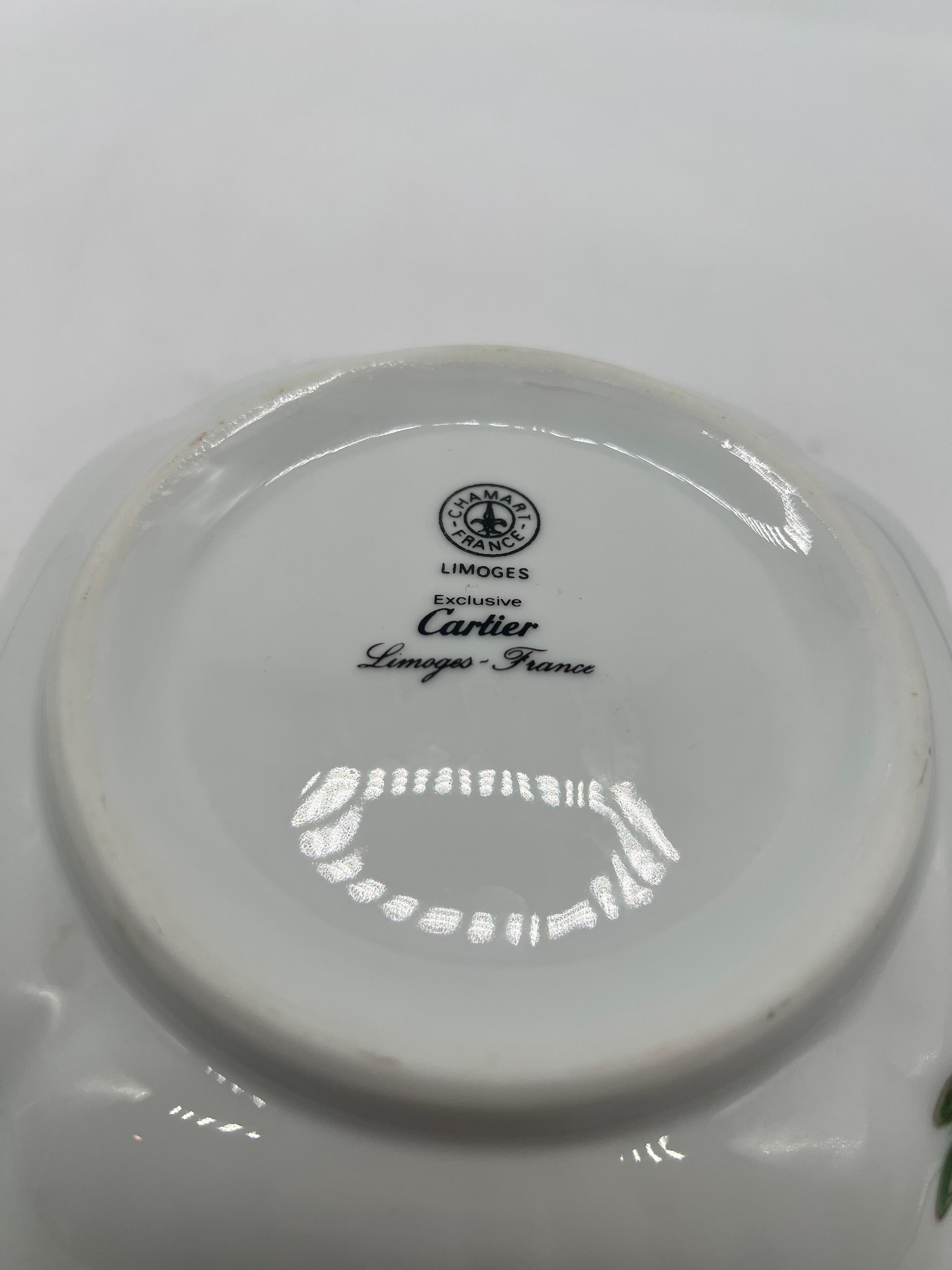 French, 20th century.

A vintage porcelain bowl decorated with polychrome butterflies and made by a collaboration with Cartier and Limoges. Marked accordingly to underside.