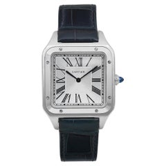 Cartier XL Santos Dumont Steel Silver Dial Hand Wind Men Watch WSSA0032