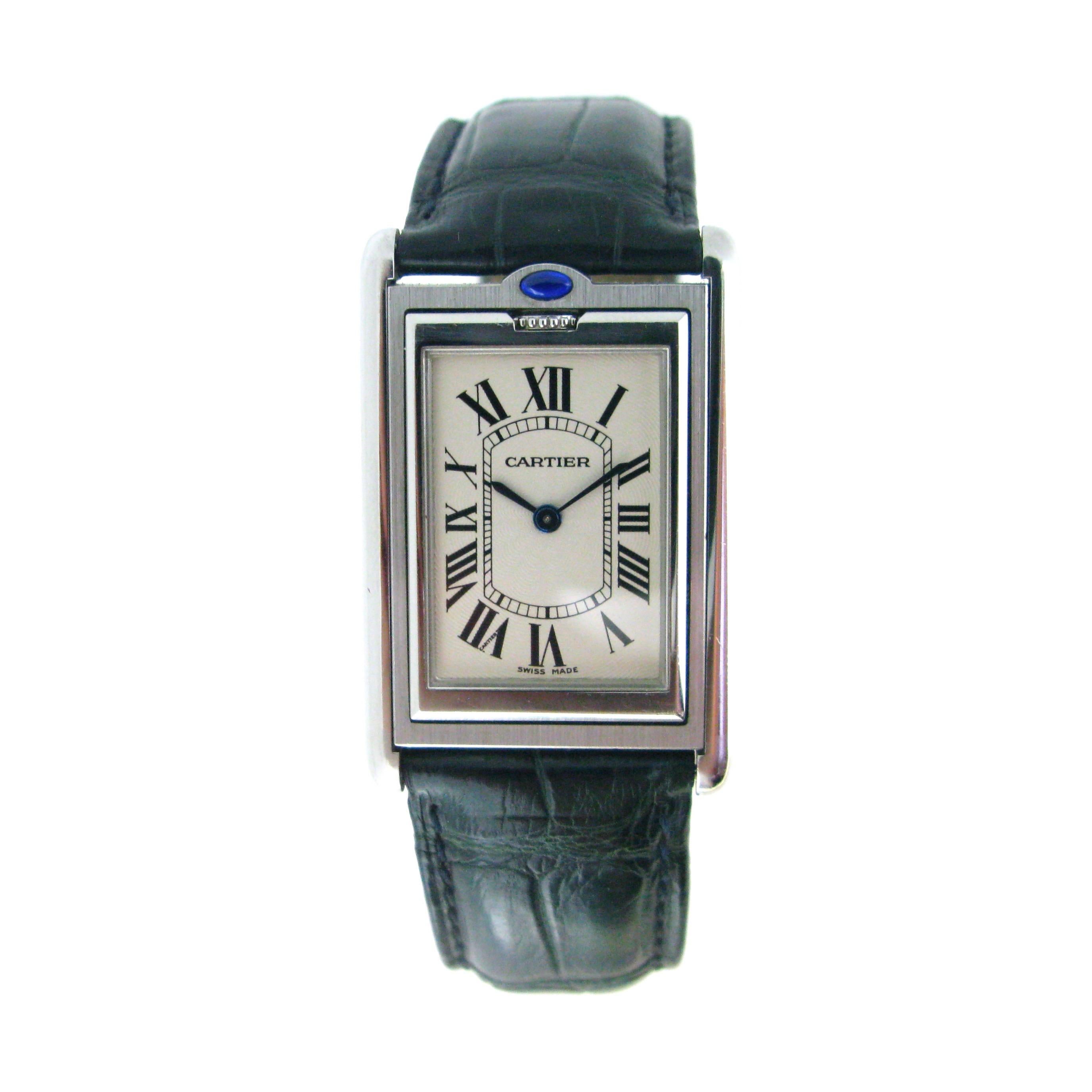 Cartier XL Tank Basculante Reversible 2390 Stainless Steel Mechanic Men's  watch at 1stDibs