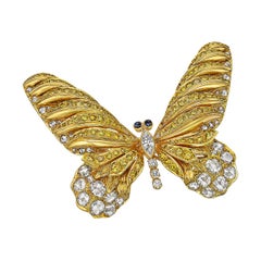 Cartier Yellow and White Diamond Large Butterfly Pin