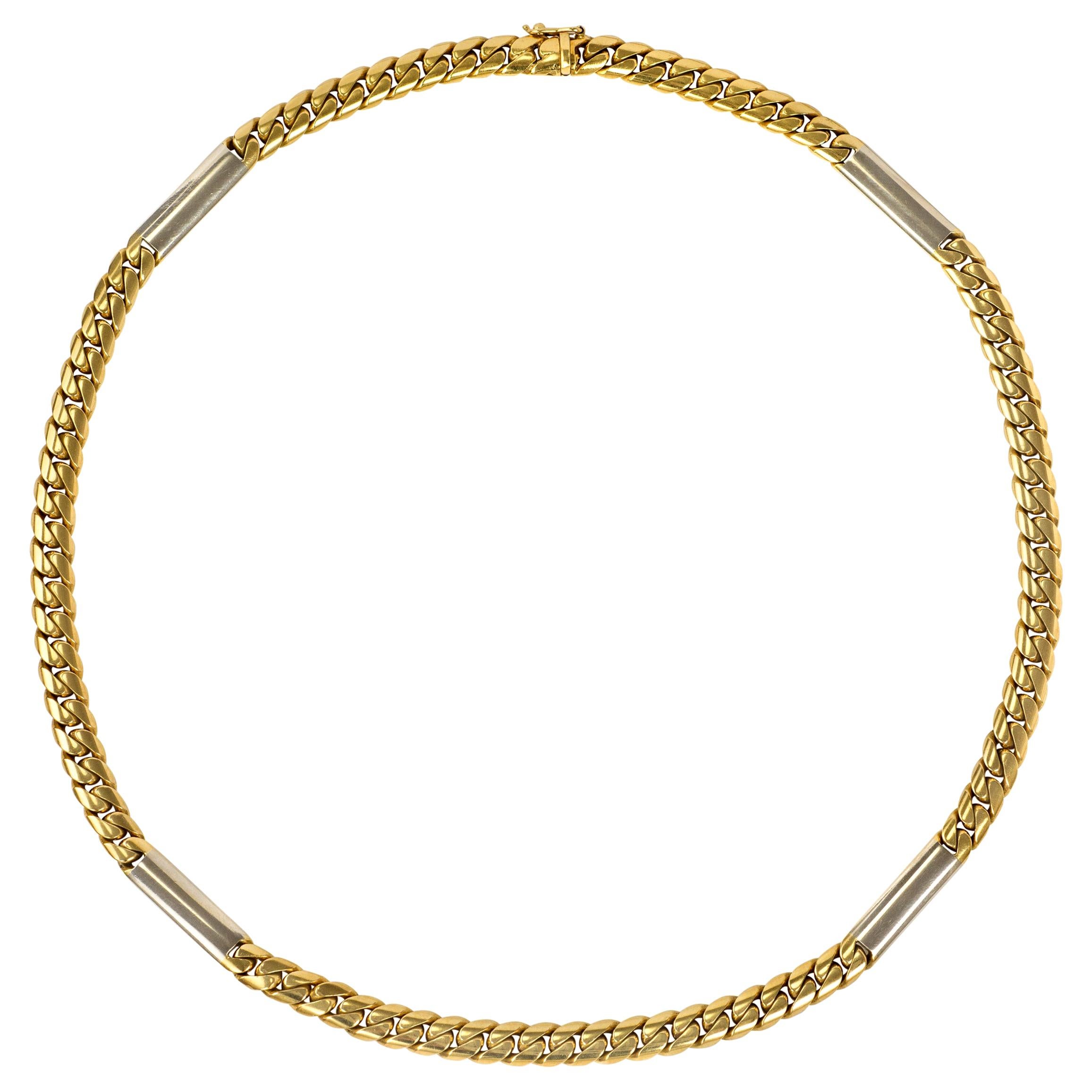 Cartier Yellow and White Gold Curb Link Chain