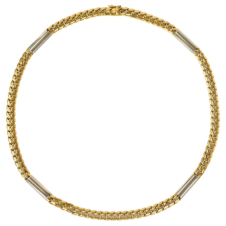 Cartier Yellow and White Gold Curb Link Chain at 1stDibs