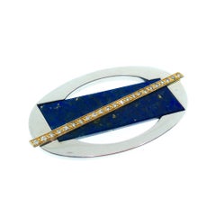 Cartier Yellow and White Gold Diamond and Lapis Brooch