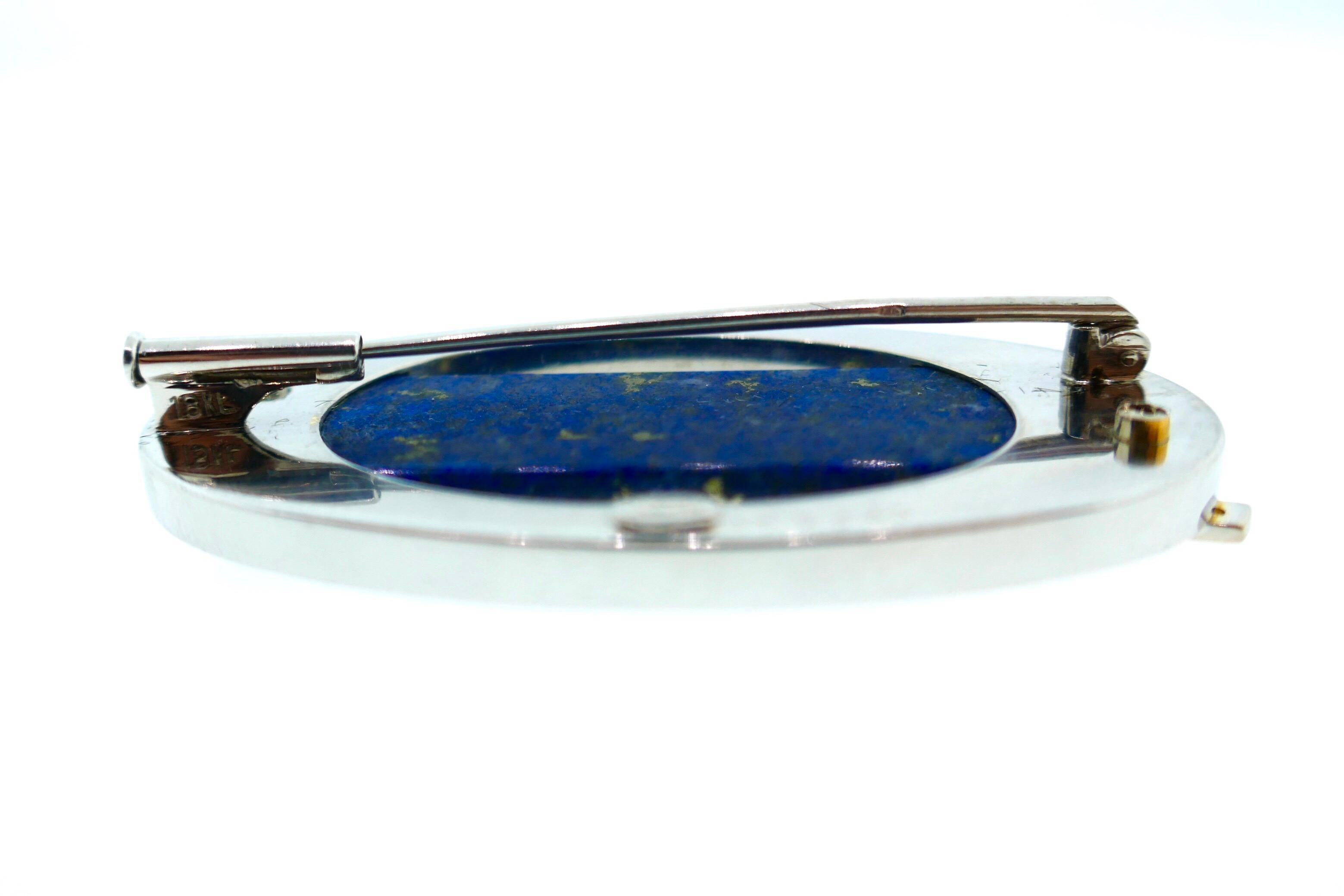Cartier Yellow and White Gold Diamond and Lapis Brooch For Sale 2