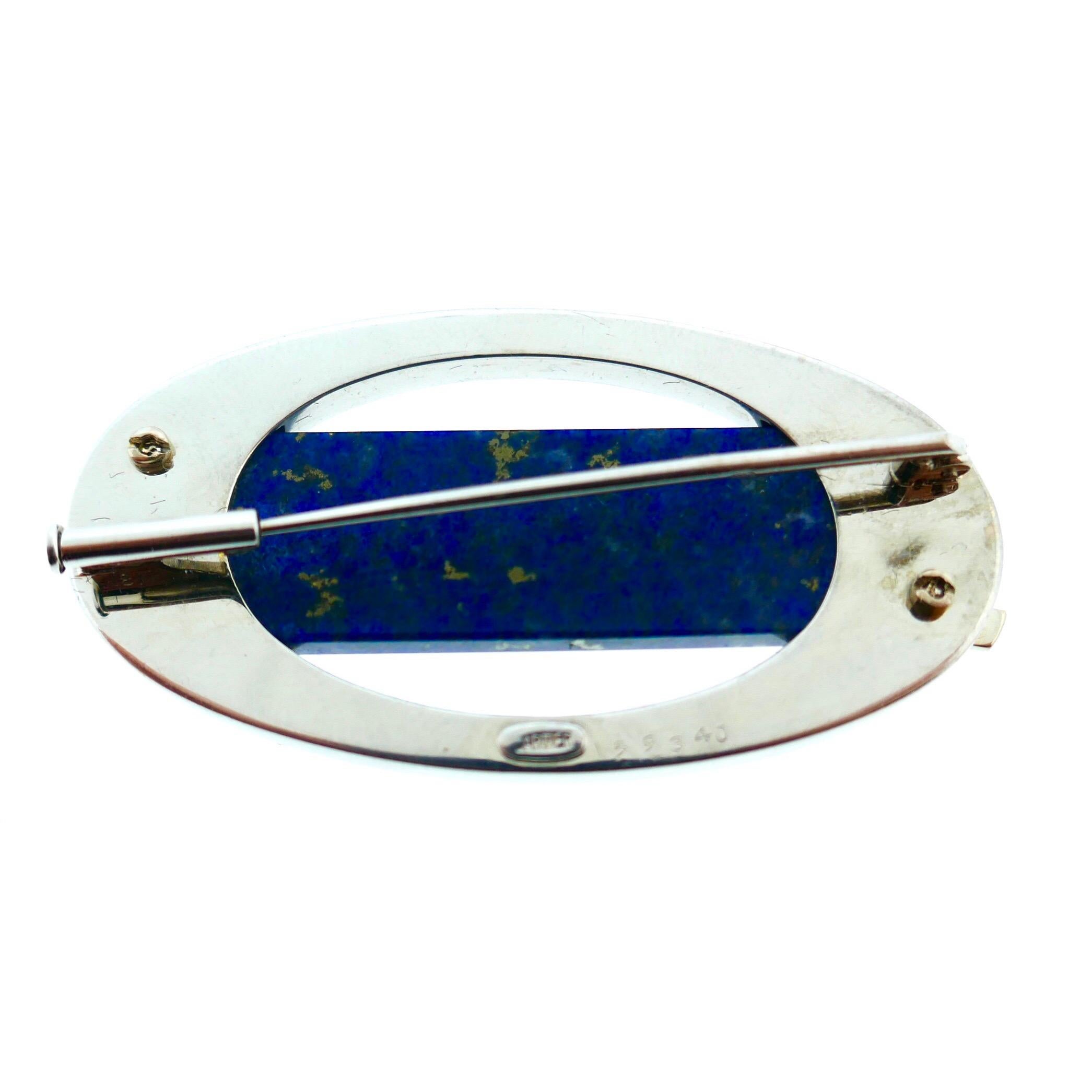 Cartier Broche en or jaune et blanc avec diamants et lapis en vente 3