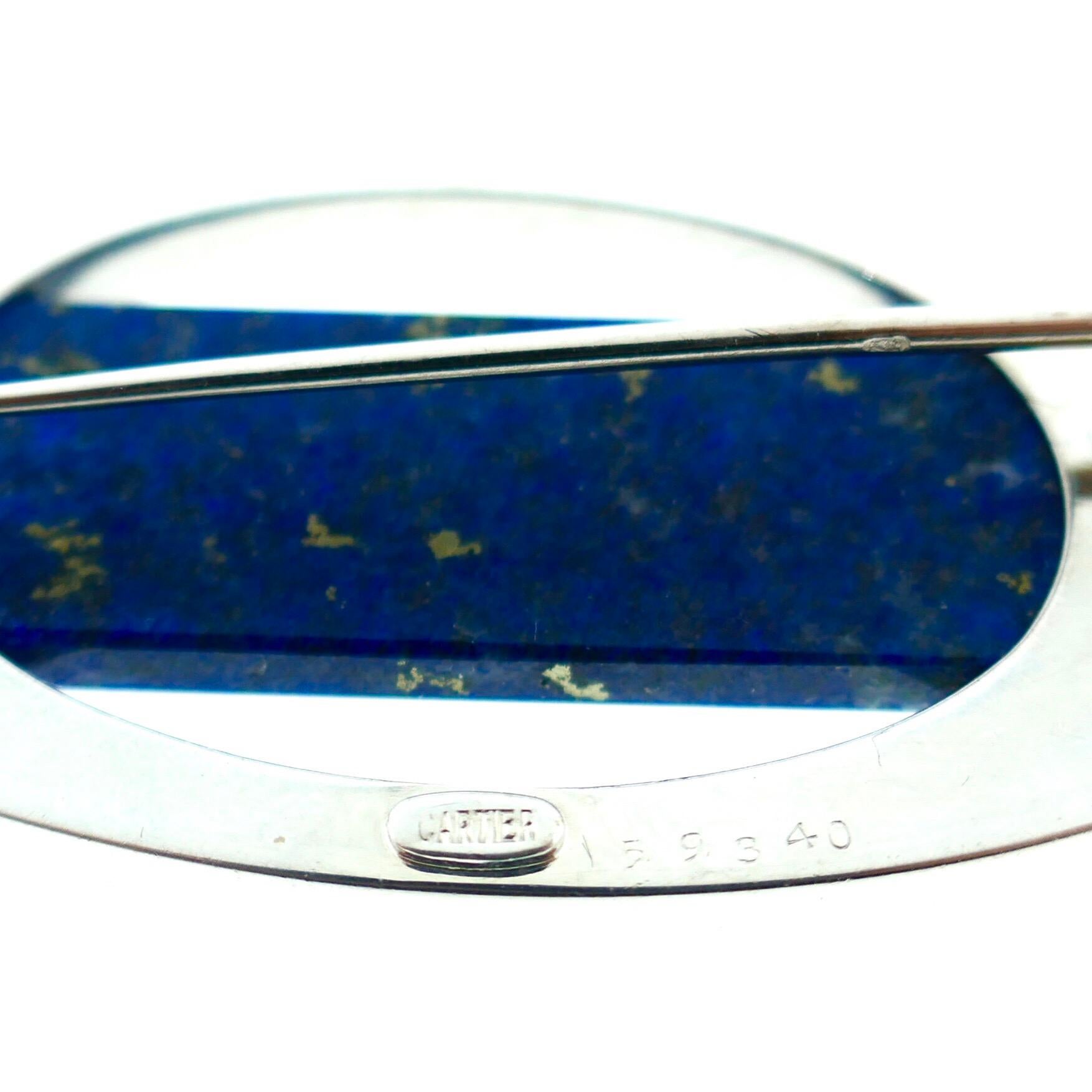 Cartier Yellow and White Gold Diamond and Lapis Brooch For Sale 4