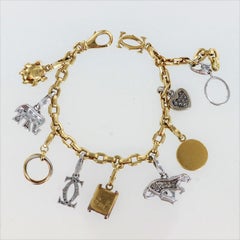 Cartier Yellow and White Gold Diamond Charm Bracelet