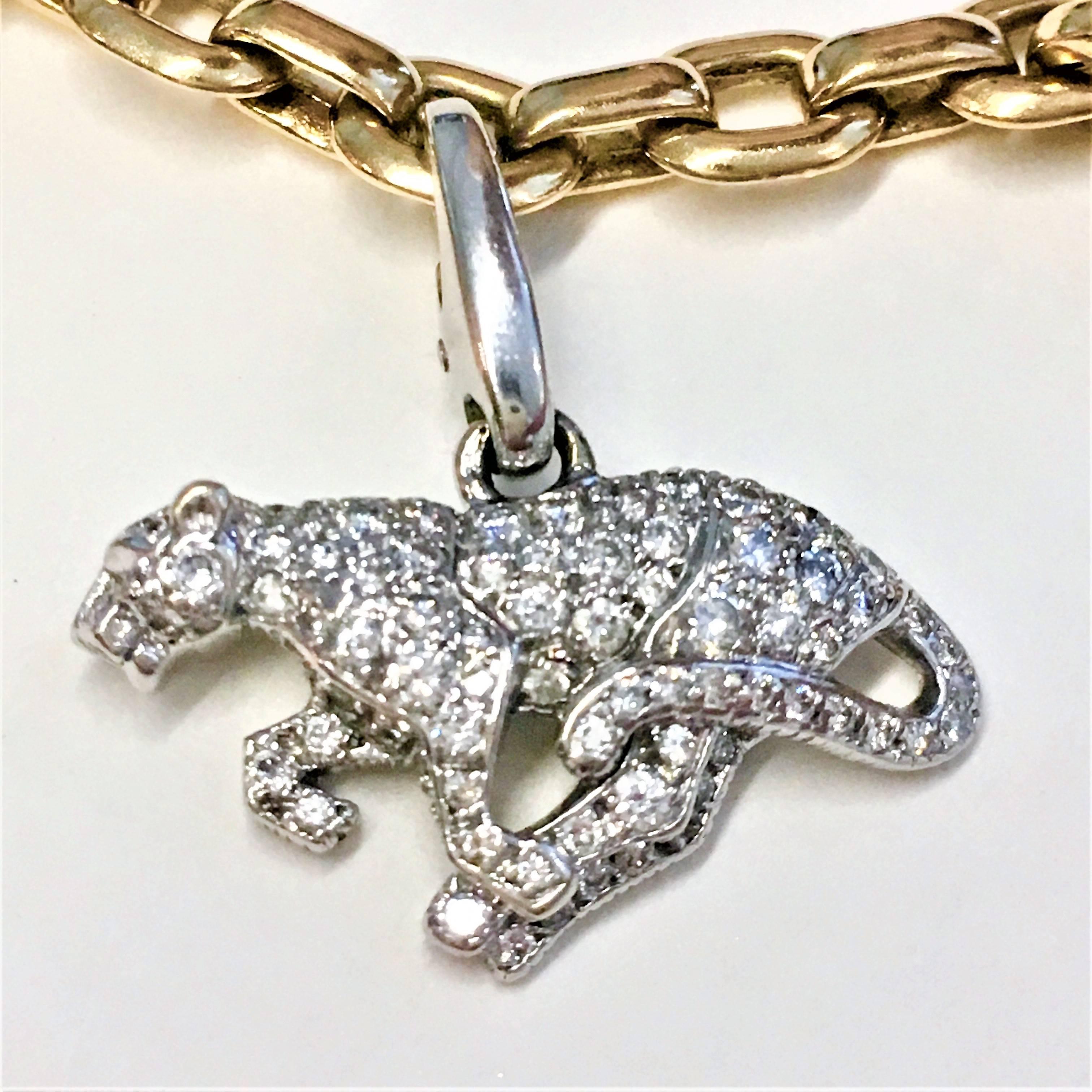 Cartier Yellow and White Gold Diamond Charm Bracelet In Excellent Condition For Sale In Neung-sur-beuvron, FR