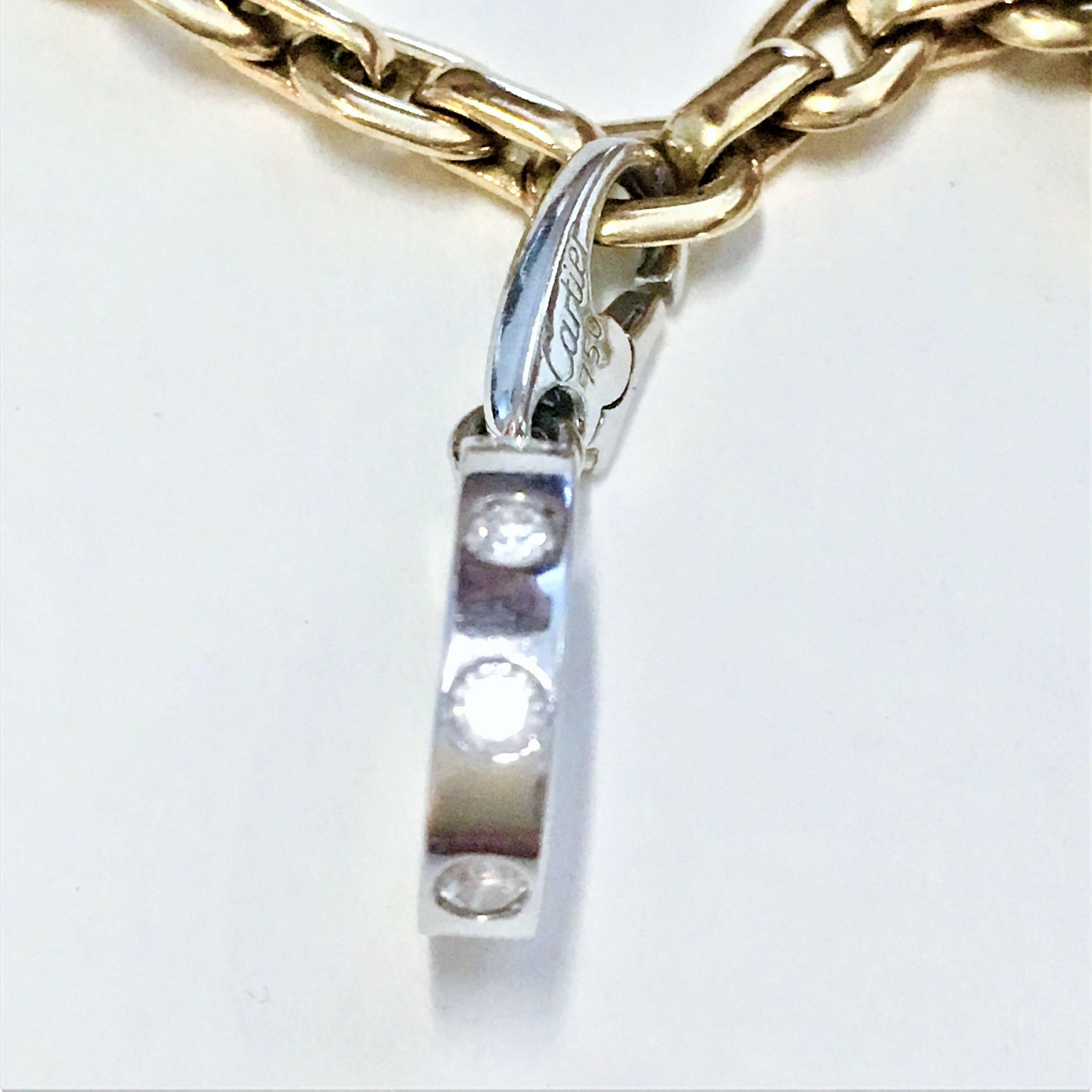 Women's or Men's Cartier Yellow and White Gold Diamond Charm Bracelet