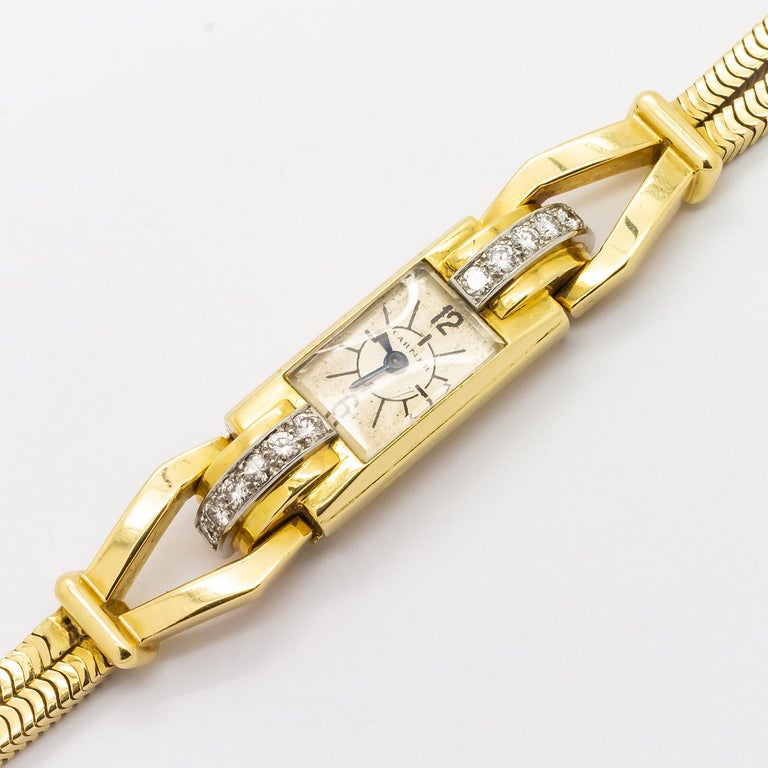 Cartier Yellow Diamond back winder wristwatch For Sale at 1stdibs