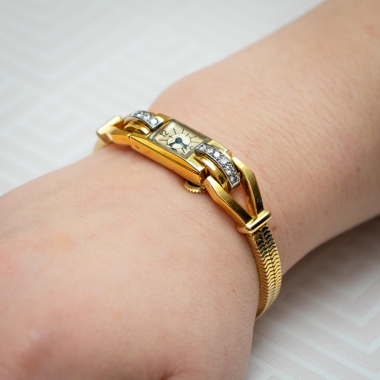 Cartier Yellow Diamond back winder wristwatch For Sale at 1stdibs
