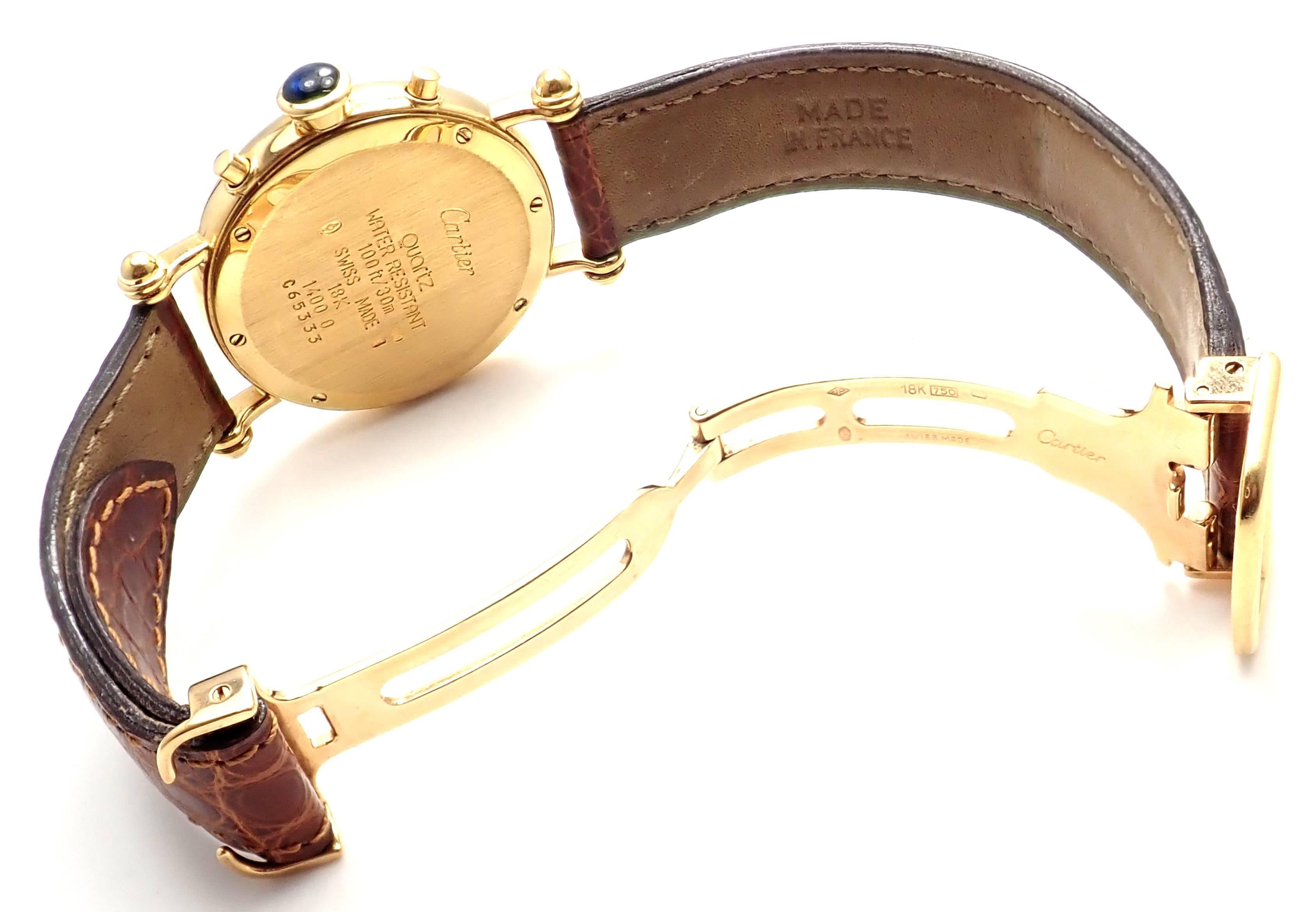 Cartier Yellow Gold 1847 Diablo Chronograph Quartz Wristwatch Ref 1400 4