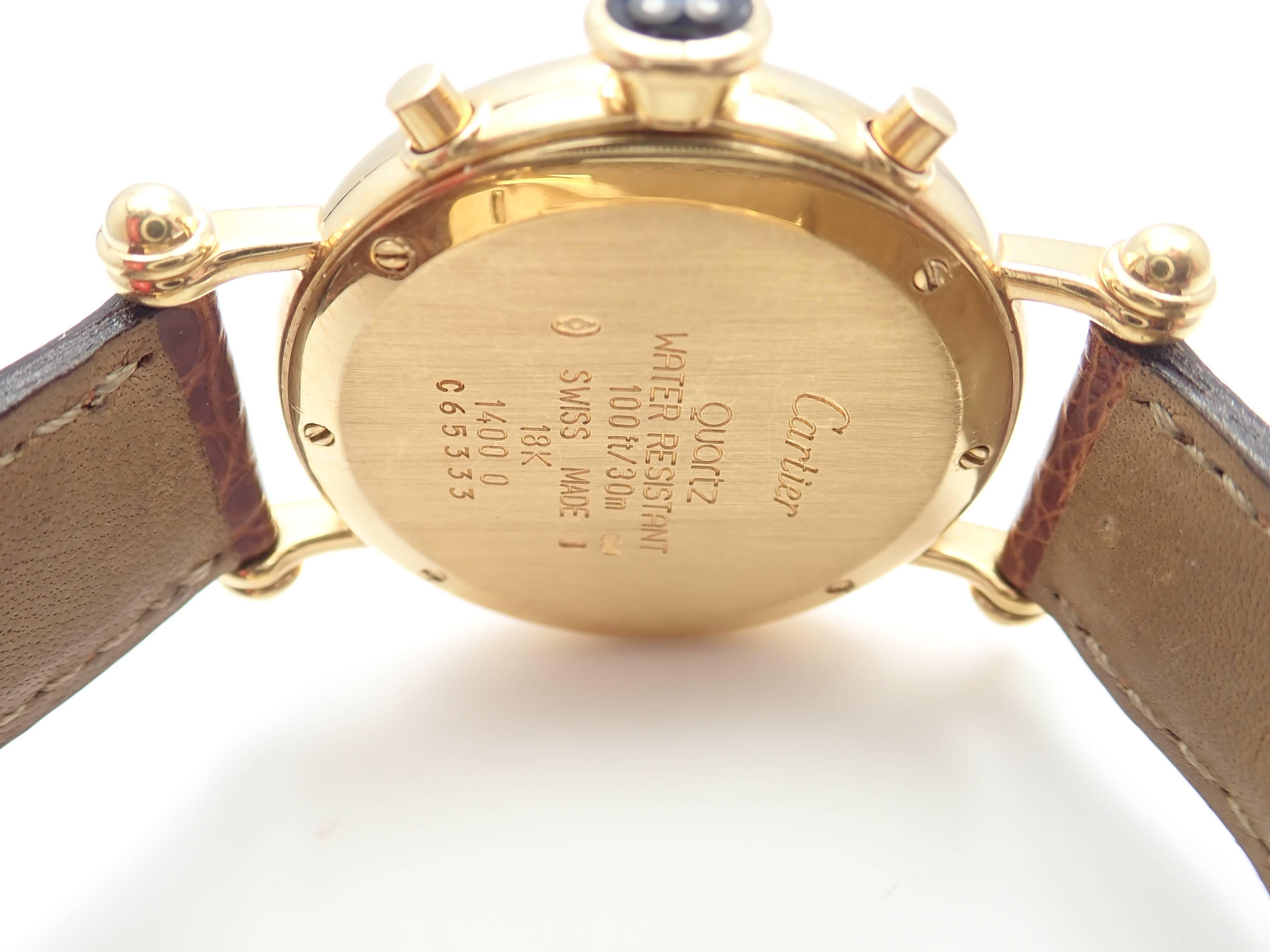 Cartier Yellow Gold 1847 Diablo Chronograph Quartz Wristwatch Ref 1400 In New Condition In Holland, PA