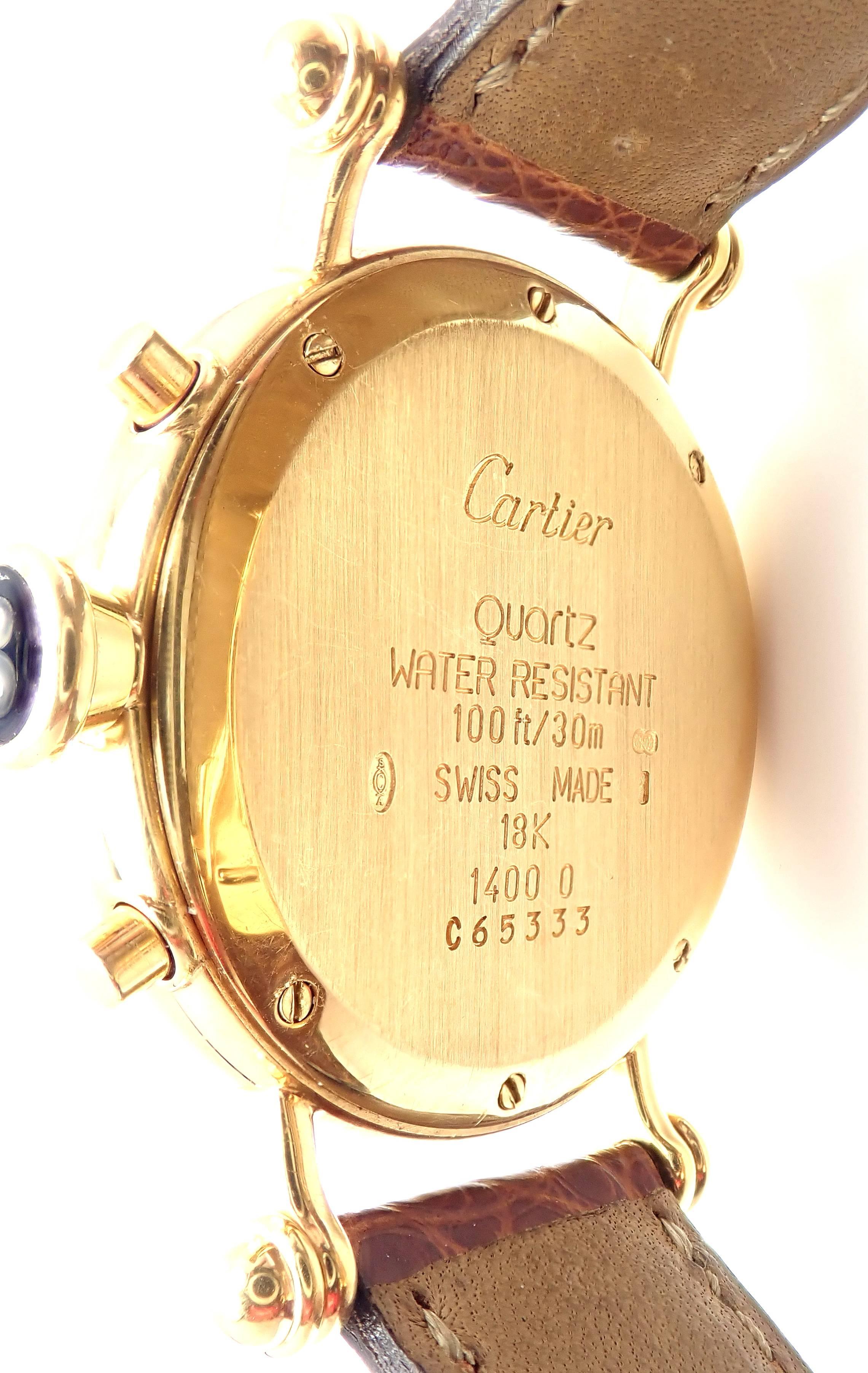 Women's or Men's Cartier Yellow Gold 1847 Diablo Chronograph Quartz Wristwatch Ref 1400