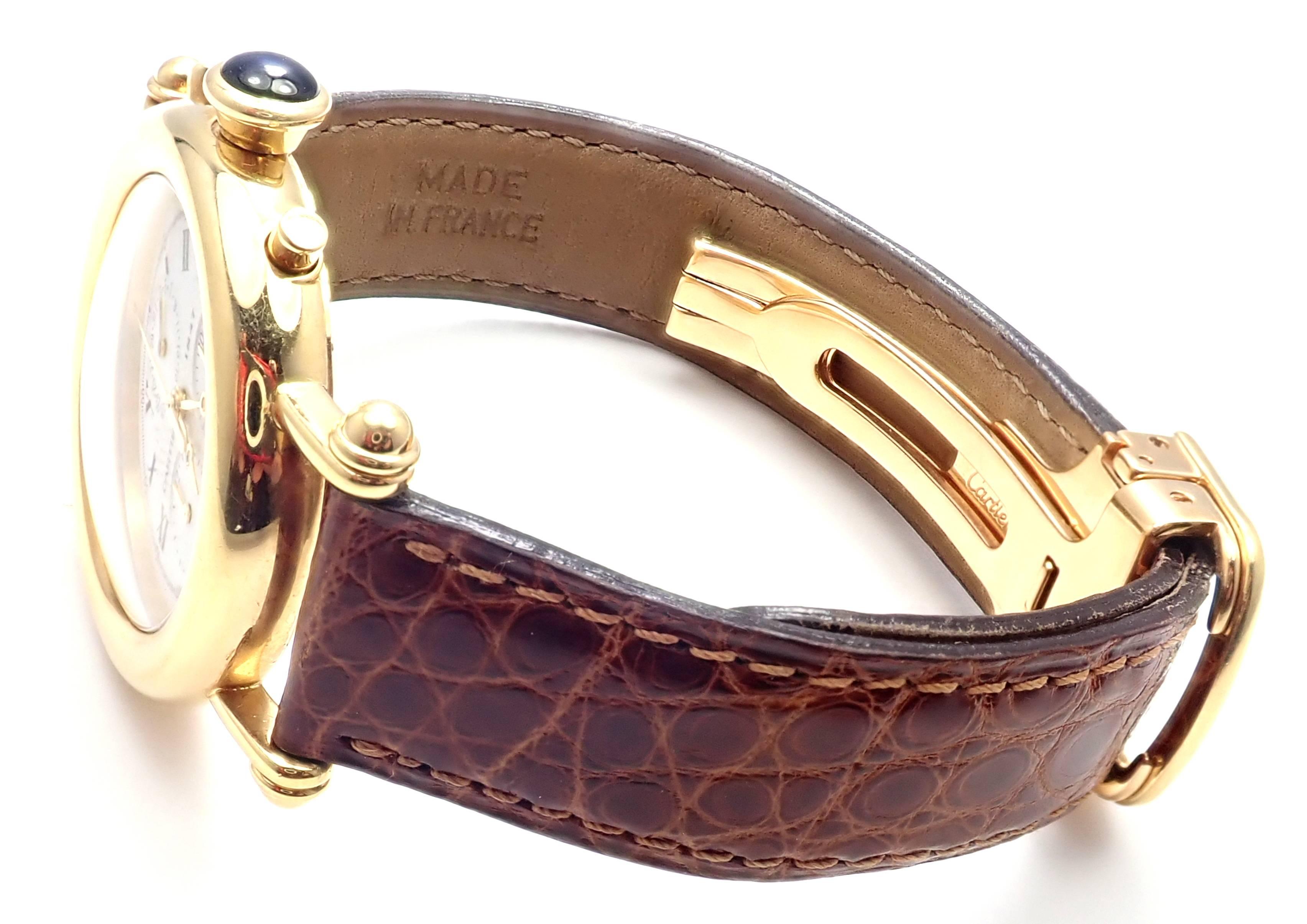Cartier Yellow Gold 1847 Diablo Chronograph Quartz Wristwatch Ref 1400 1