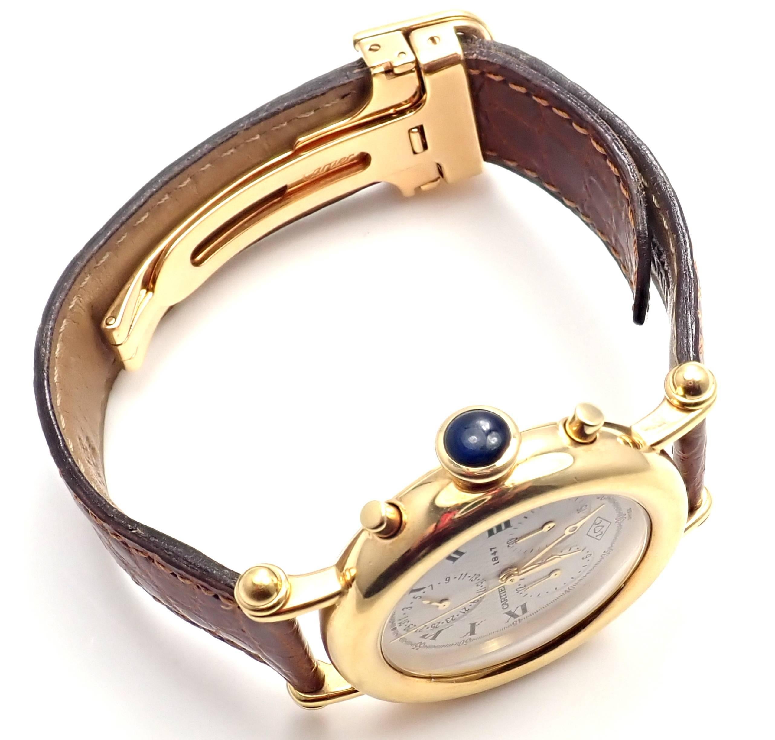 Cartier Yellow Gold 1847 Diablo Chronograph Quartz Wristwatch Ref 1400 2