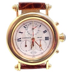 Cartier Yellow Gold 1847 Diablo Chronograph Quartz Wristwatch Ref 1400