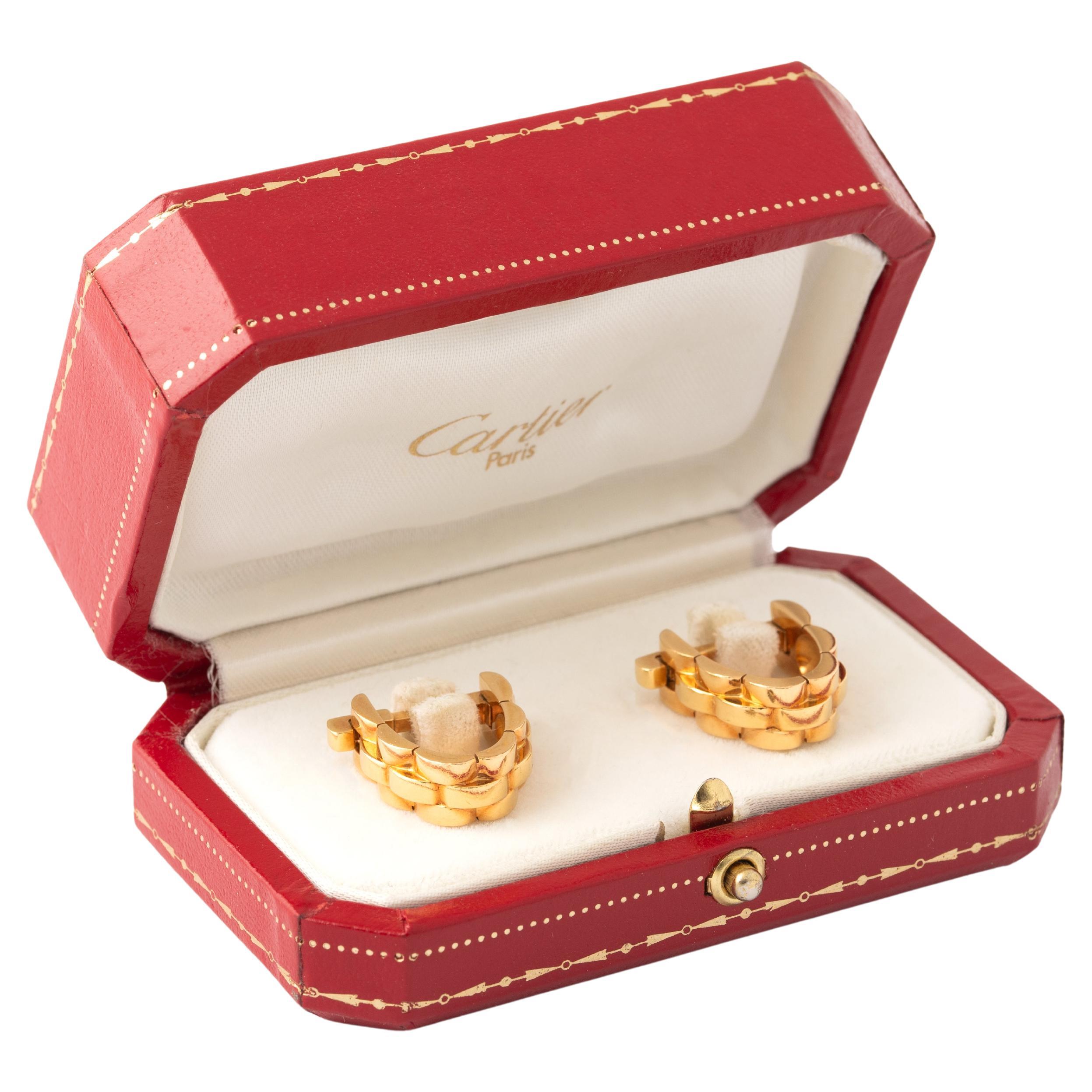 Cartier Yellow Gold 18K Panther Cufflinks  For Sale
