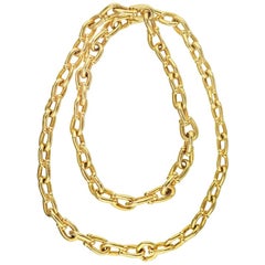 Cartier Yellow Gold 18 Karat Thick Vintage Estate Horseshoe Link Chain Necklace