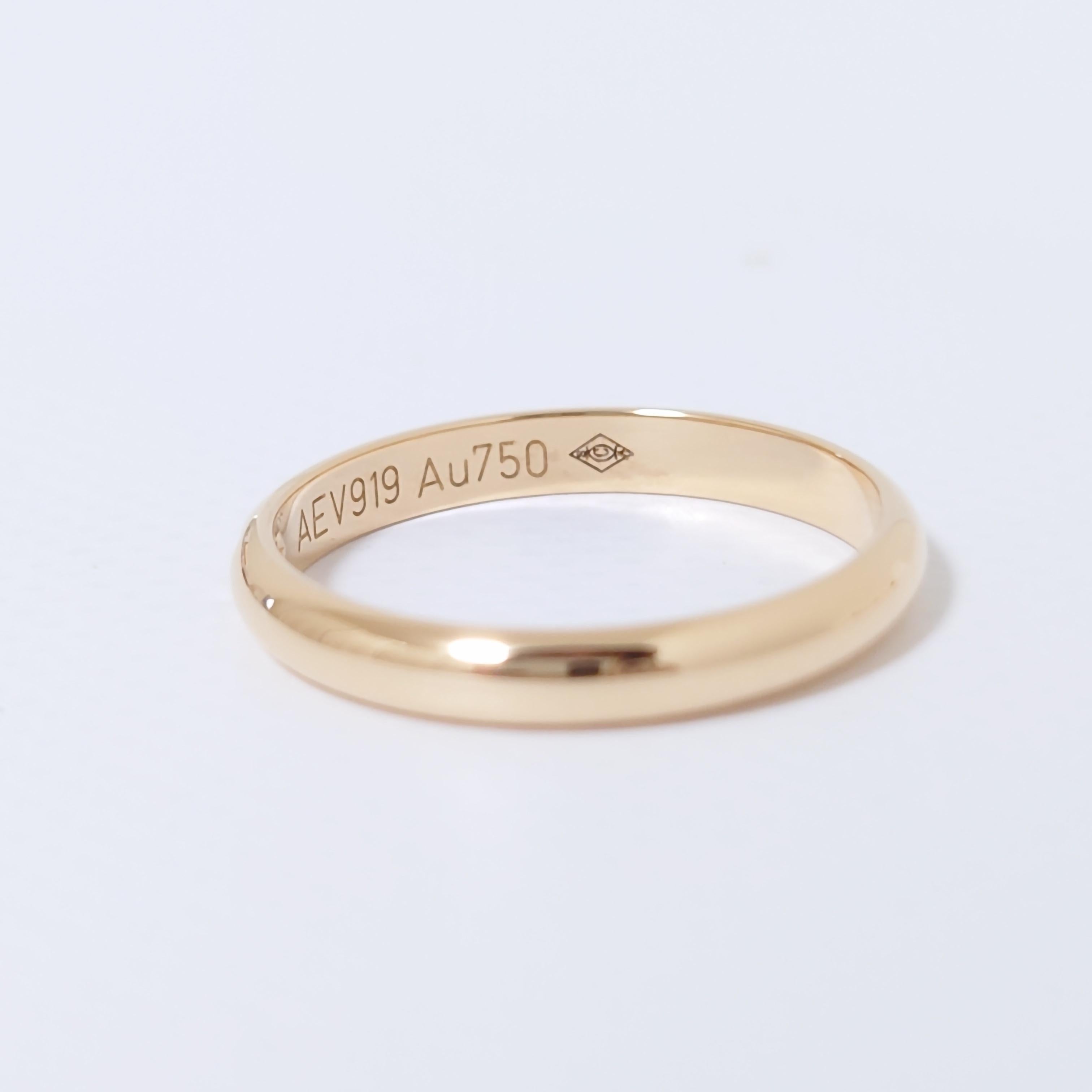 Cartier Yellow Gold 1P Diamond Wedding Band Ring 18KYG AU750 US5.25 1