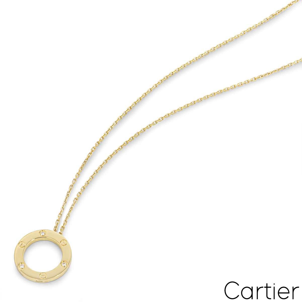 Round Cut Cartier Yellow Gold 3 Diamond Love Necklace B7014500