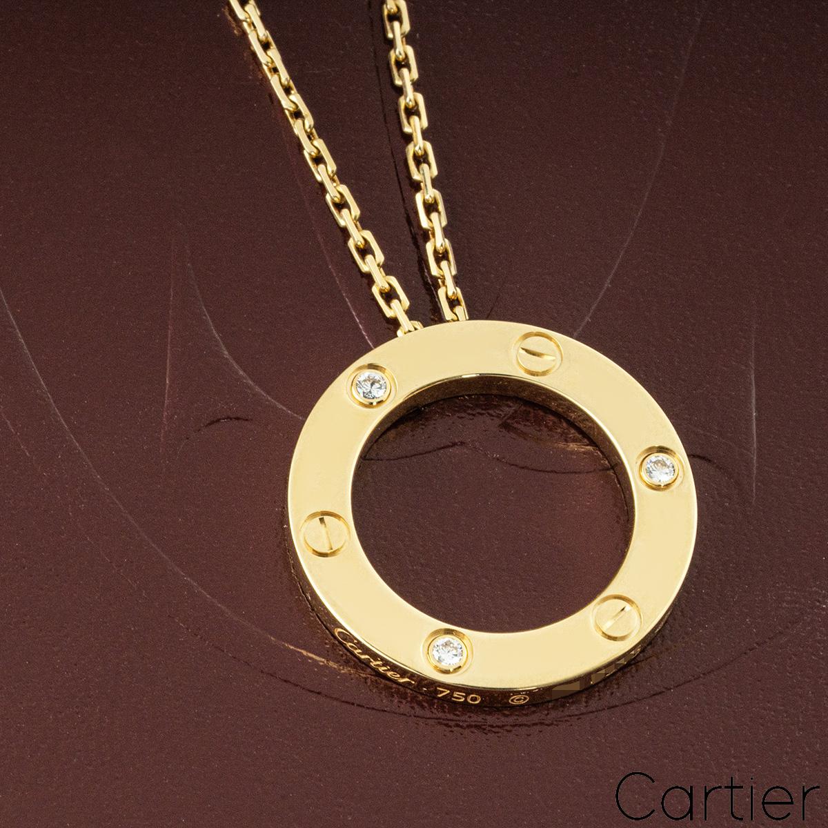 Women's or Men's Cartier Yellow Gold 3 Diamond Love Necklace B7014500