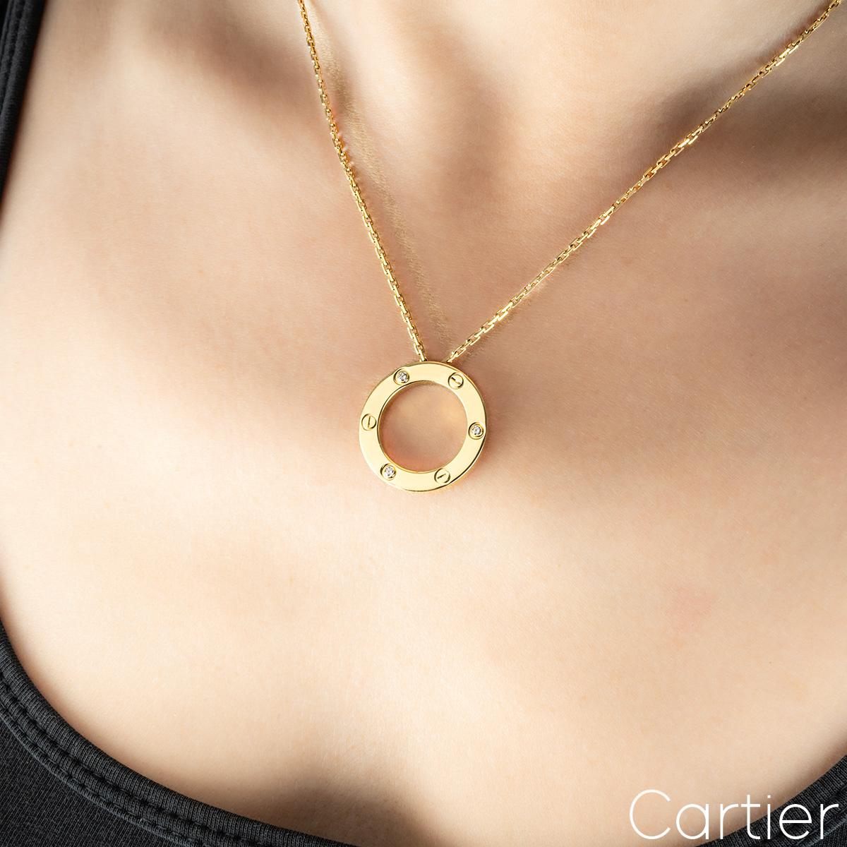Cartier Yellow Gold 3 Diamond Love Necklace B7014500 1