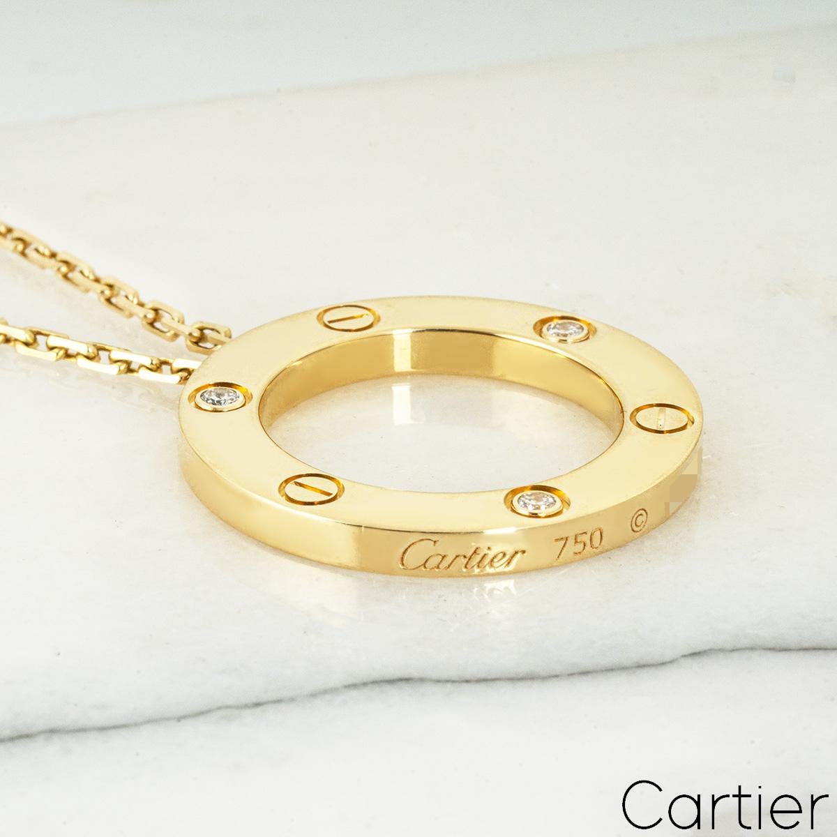 Cartier Yellow Gold 3 Diamond Love Necklace B7014500 2