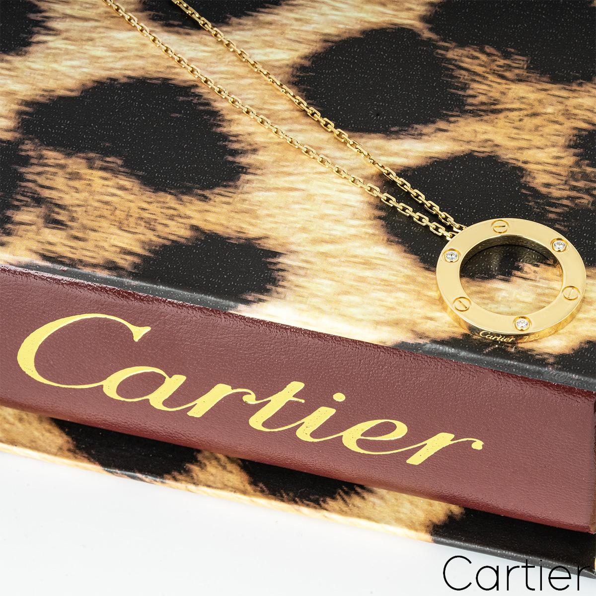 Cartier Yellow Gold 3 Diamond Love Necklace B7014500 3