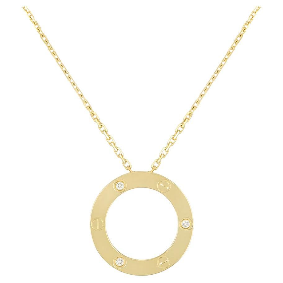 Cartier Yellow Gold 3 Diamond Love Necklace B7014500
