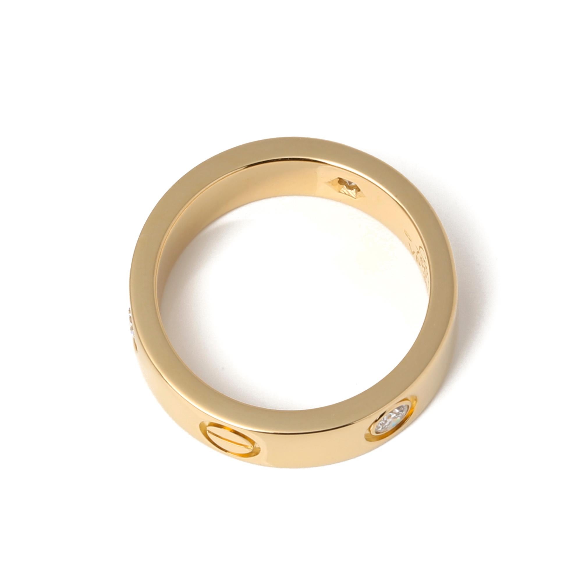 Contemporary Cartier Yellow Gold 3 Diamond Love Ring