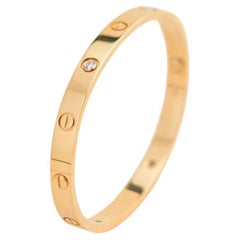 Cartier Yellow Gold 4 Diamond Love Bracelet Size 18