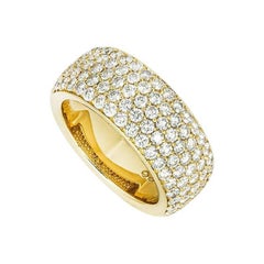 Cartier Yellow Gold 5 Row Pave Diamond Band Ring Size 50 B4075850