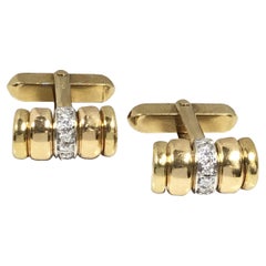 Cartier Yellow Gold and Diamond Cufflinks