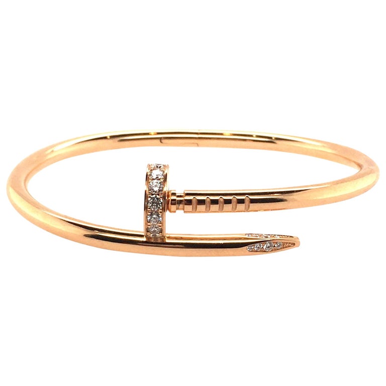 Cartier Yellow Gold and Diamond Nail Bracelet at 1stDibs