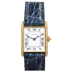 Cartier Yellow Gold and Diamonds Classic Ladies Mechanical Tank Wristwatch