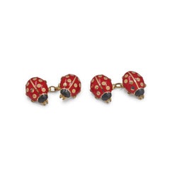 Cartier Yellow Gold and Enamel Ladybug Cufflinks