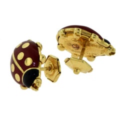 Cartier Yellow Gold and Enamel Ladybug Dual Purpose Brooch or Earring Set, 1990