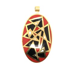 Cartier Yellow Gold and Enamel Pendant