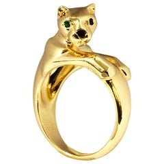 Cartier Yellow Gold and Gem Set Panther Ring