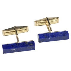 Cartier Boutons de manchette vintage en or jaune et lapis