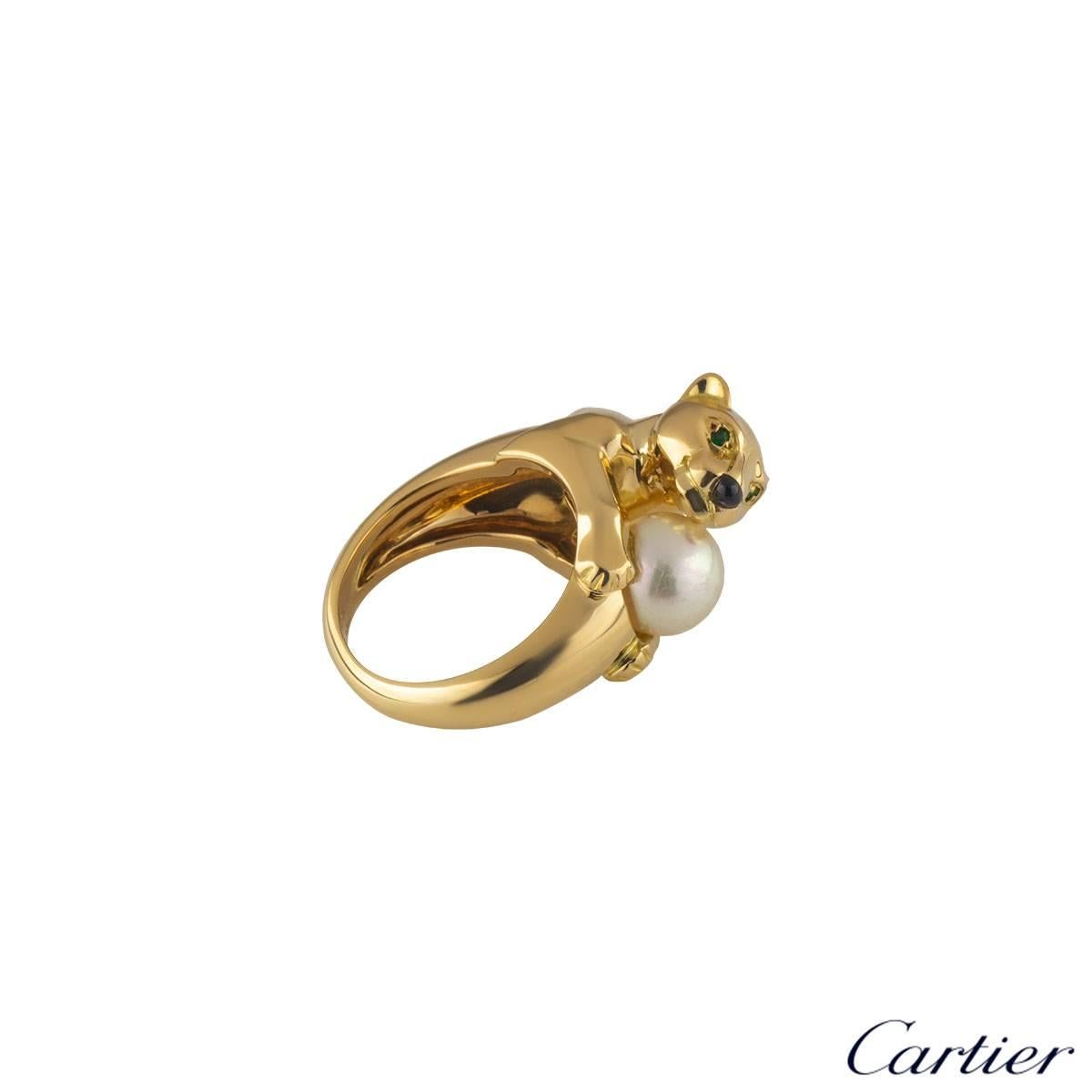 cartier panther ring with pearl