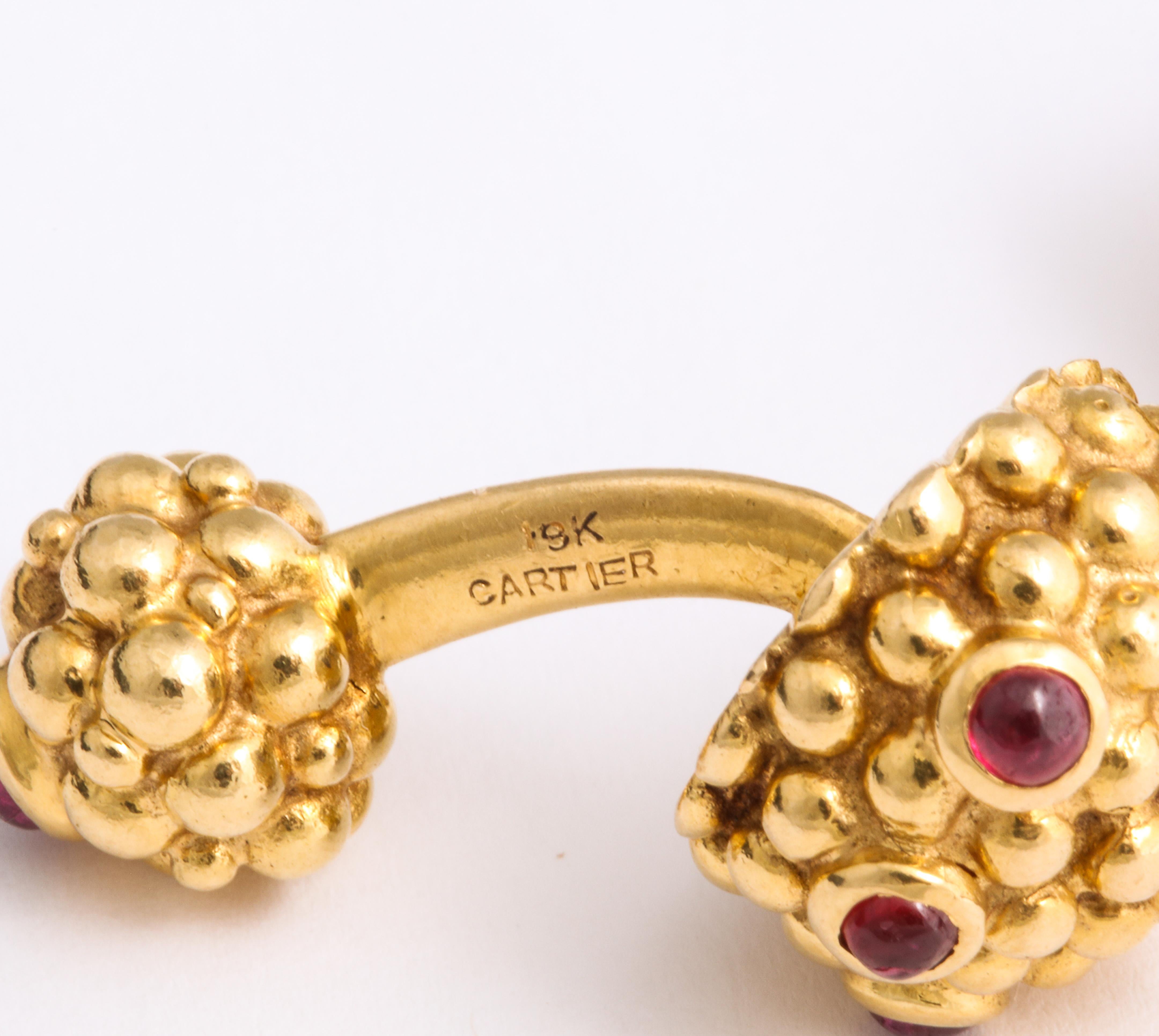Cartier Yellow Gold and Ruby Cufflinks 2