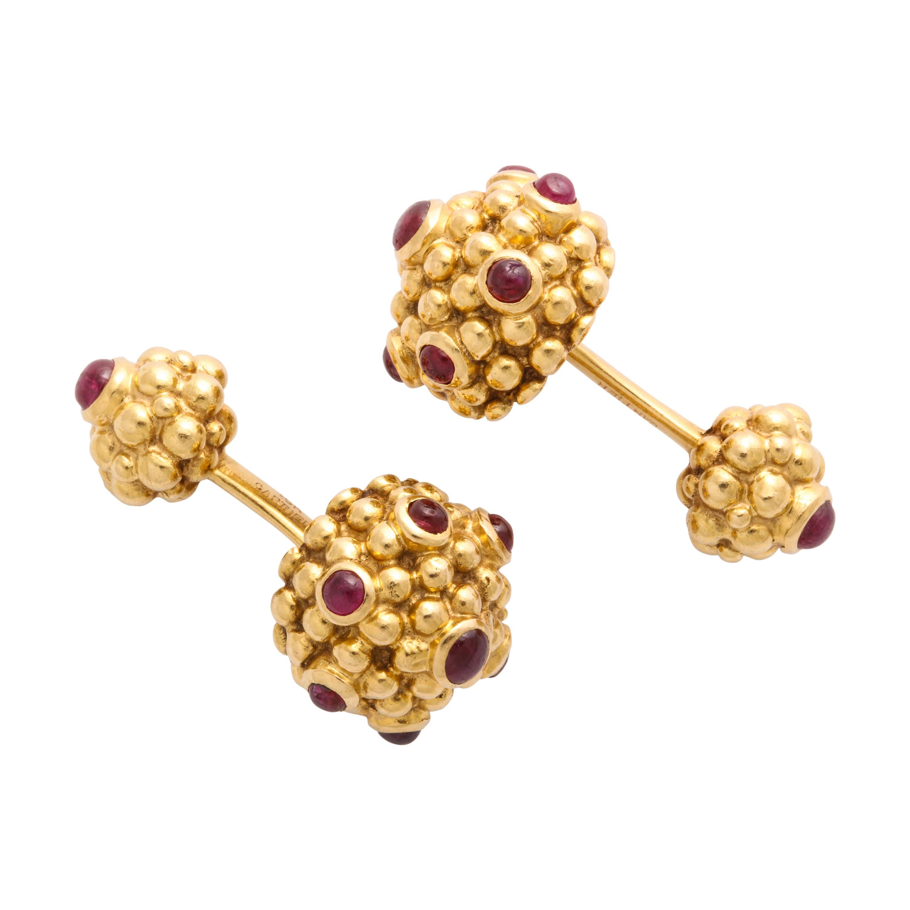 Cartier Yellow Gold and Ruby Cufflinks